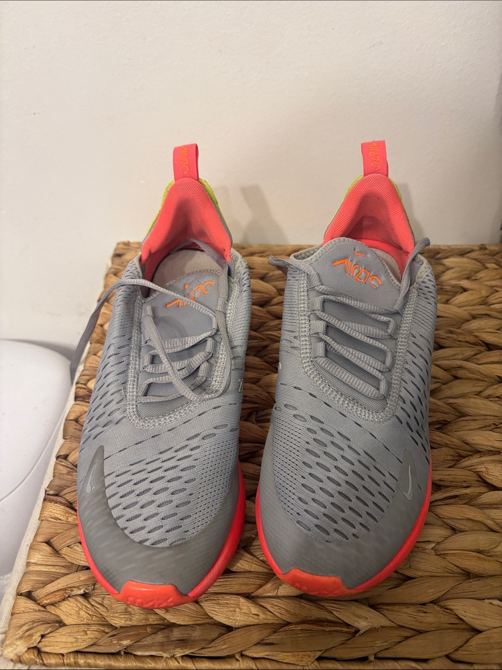 Nike Light Gray Sneakers with Coral Pink Accents